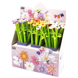 Penne a sfera Daisy Pen Flexi - con fusto flessibile - fantasie assortite - Lebez - expo 36 pezzi - immagine 1