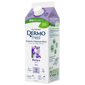 Ricarica crema di sapone mani - carton box - 900 ml - iris - Dermomed - immagine 1