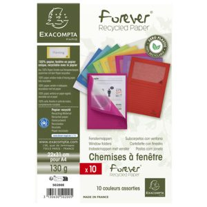 Cartellina a L Forever - con finestra - 130g - 22 x 31 cm - colori assortiti - Exacompta - conf. 10 pezzi - immagine 1