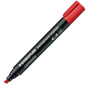 Marcatore Lumocolor Permanent 350 - punta a scalpello - tratto 2 - 5 mm - rosso - Staedtler - immagine 1