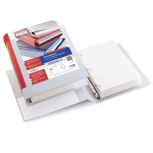 Raccoglitore personalizzabile Stelvio TI - 3 anelli a D 30 mm - dorso 4 cm - 15 x 21 cm - bianco - Sei Rota - immagine 1