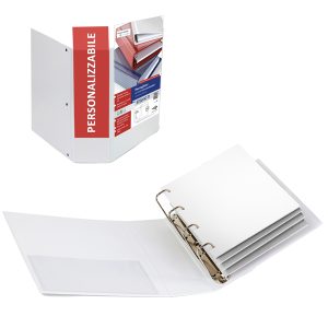 Raccoglitore personalizzabile Stelvio TI - 4 anelli quadri 65 mm - dorso 9 cm - 22 x 30 cm - bianco - Sei Rota - immagine 1