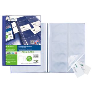 Porta biglietti da visita Asso Card - 21 x 29,7 cm - 10 buste con 10 tasche ciascuna - blu - Sei Rota - immagine 1