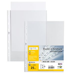 Buste forate Atla - medium - buccia - 22 x 30 cm - trasparente - Sei Rota - conf. 25 pezzi - immagine 1