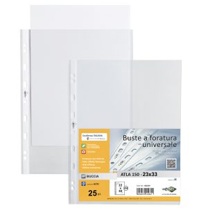 Buste forate Atla - pesante - buccia - 23 x 33 cm - trasparente - Sei Rota - conf. 25 pezzi - immagine 1