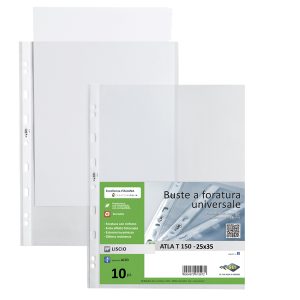 Buste forate Atla T - pesante - liscio - 25 x 35 cm - trasparente - Sei Rota - conf. 10 pezzi - immagine 1