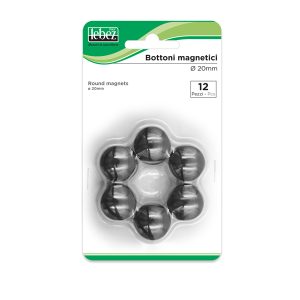 Bottoni magnetici - diametro 2 cm - nero - Lebez - blister 12 pezzi - immagine 1