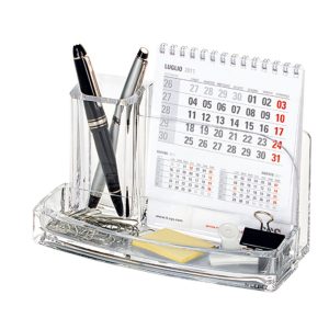 Portatutto da scrivania - acrilico - 20 x 12 x 10 cm - trasparente - Lebez - immagine 1