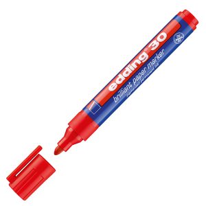 Marcatore a base d'acqua 30 - punta tonda - 1,5 - 3 mm - rosso - Edding - immagine 1