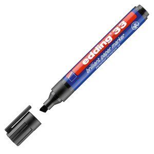 Marcatore 33 a base d'acqua - punta scalpello - 1 - 5 mm - nero - Edding - immagine 1