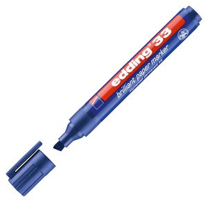 Marcatore 33 a base d'acqua - punta scalpello - 1 - 5 mm - blu - Edding - immagine 1