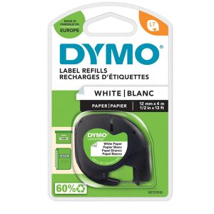 Nastro Letratag  912000 - in carta - 12 mm x 4 mt - bianco - Dymo - immagine 1