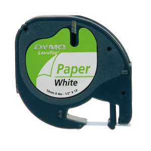 Nastro Letratag  912000 - in carta - 12 mm x 4 mt - bianco - Dymo - immagine 2