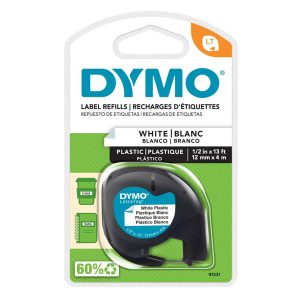 Nastro Letratag 912010 - in plastica - 12 mm x 4 mt - bianco - Dymo - immagine 1