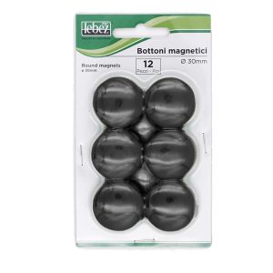Bottoni magnetici - diametro 3 cm - nero - Lebez - conf. 12 pezzi - immagine 1