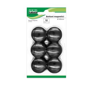 Bottoni magnetici - diametro 4 cm - nero - Lebez - conf. 12 pezzi - immagine 1