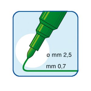 Pennarelli Office - punta feltro - punta fine -  tratto 0,7 mm - verde - conf. 12 pezzi - immagine 2