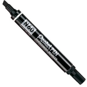 Marcatore permanente N60 - punta scalpello - nero - Pentel - immagine 1