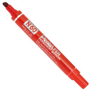 Marcatore permanente N60 - punta scalpello - rosso - Pentel - immagine 1