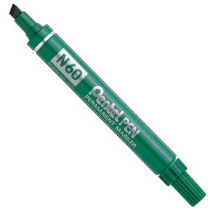 Marcatore permanente N60 - punta scalpello - verde - Pentel - immagine 1