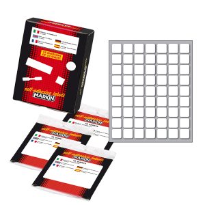 Etichette adesive - in carta - permanenti - 14 x 14 mm - 63 et/fg - 10 fogli - bianco - Markin - immagine 1