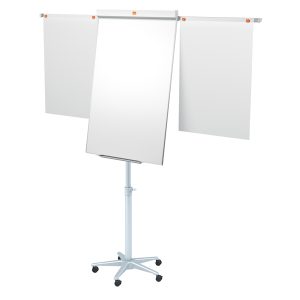 Lavagna portablocco Classic con ruote - 100 x 70 cm - bracci estensibili - bianco - Nobo - immagine 1