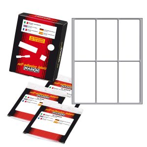 Etichette adesive - in carta - permanenti - 73 x 37 mm - 6 et/fg - 10 fogli - bianco - Markin - immagine 1