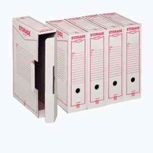 Scatola archivio Storage - formato legale - 85x253x355 mm - bianco e rosso - 1602 Esselte Dox - immagine 1