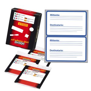 Etichette adesive mittente/destinatario - in carta - permanenti - 115 x 70 mm - 2 et/fg - 10 fogli - bianco - Markin - immagine 1