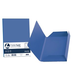 Cartelline 3 lembi Luce - 200 gr - 24,5x34,5 cm - blu prussia - Favini - conf. 25 pezzi - immagine 1