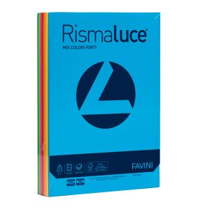 Carta Rismaluce - A4 - 90 gr - mix 8 colori - Favini - conf. 300 fogli - immagine 1