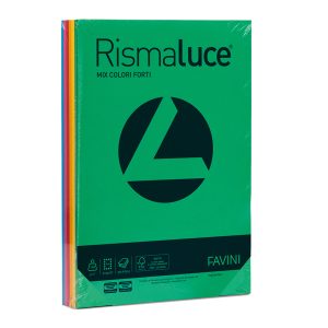 Carta Rismaluce - A4 - 140 gr - mix 6 colori - Favini - conf. 200 fogli - immagine 1