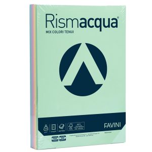 Carta Rismacqua - A4 - 140 gr - mix 5 colori - Favini - conf. 200 fogli - immagine 1