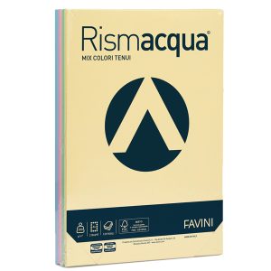Carta Rismacqua - A4 - 200 gr - mix 5 colori - Favini - conf. 125 fogli - immagine 1