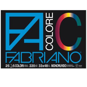 Blocco FaColore - 33x48cm - 25 fogli - 220gr - 5 colori - Fabriano - immagine 1
