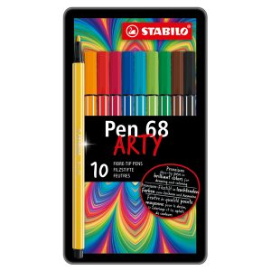 Pennarelli Pen 68 - colori assortiti - Stabilo - scatola in metallo 10 pezzi - immagine 1