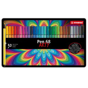 Pennarelli Pen 68 - colori assortiti - Stabilo - scatola in metallo 30 pezzi - immagine 1