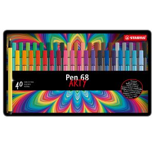 Pennarelli Pen 68 - colori assortii - Stabilo - scatola in metallo 40 pezzi - immagine 1