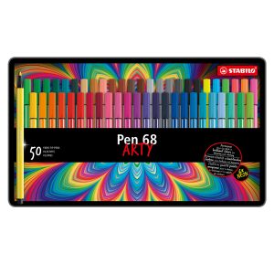 Pennarelli Pen 68 - colori assortiti - Stabilo - scatola in metallo 50 pezzi - immagine 1