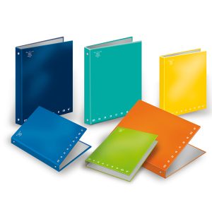 Raccoglitore Monocromo - 4 anelli tondi 25 mm - dorso 3 cm - 18,5x22 cm - colori assortiti - Pigna - immagine 1