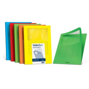 Cartelline a L con finestra - cartoncino 140 gr - 22x31 cm - giallo sole - Favini - conf. 10 pezzi - immagine 1