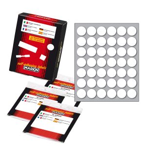 Etichette adesive tonde - in carta - permanenti - diametro 18 mm - 42 et/fg - 10 fogli - bianco - Markin - immagine 1