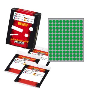 Etichette adesive tonde - in carta - permanenti - diametro 10 mm - 120 et/fg - 10 fogli - verde - Markin - immagine 1