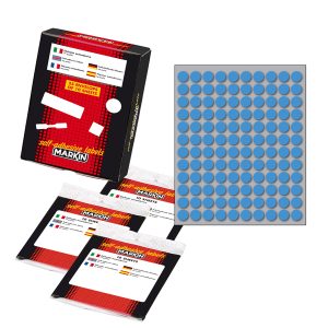 Etichette adesive tonde - in carta - permanenti - diametro 10 mm - 120 et/fg - 10 fogli - blu - Markin - immagine 1