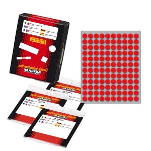 Etichette adesive tonde - in carta - permanenti - diametro 10 mm - 120 et/fg - 10 fogli - rosso - Markin - immagine 1