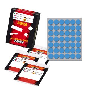 Etichette adesive tonde - in carta - permanenti - diametro 18 mm - 42 et/fg - 10 fogli - blu - Markin - immagine 1