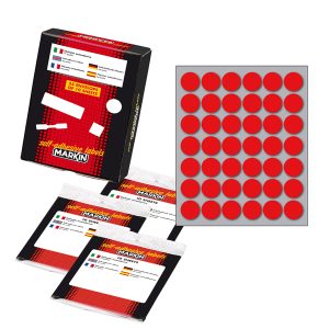 Etichette adesive tonde - in carta - permanenti - diametro 18 mm - 42 et/fg - 10 fogli - rosso - Markin - immagine 1