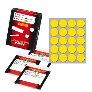 Etichette adesive tonde - in carta - permanenti - diametro 27 mm - 20 et/fg - 10 fogli - giallo - Markin - immagine 1