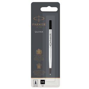 Refill roller Quink standard - punta fine - metallo - nero - Parker - immagine 1