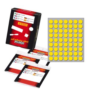 Etichette adesive tonde - in carta - permanenti - diametro 14 mm - 63 et/fg - 10 fogli - giallo - Markin - immagine 1